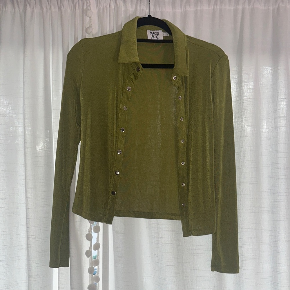 Princess Polly Sage Green Knit Top